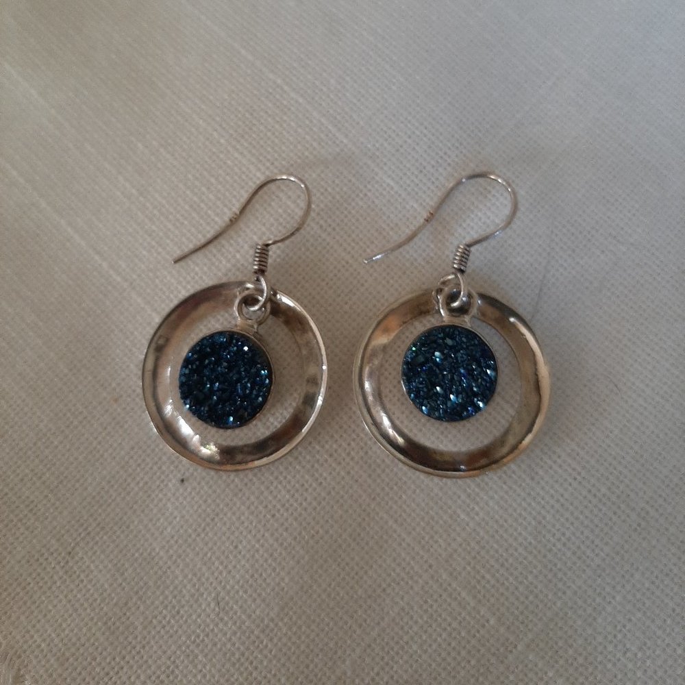 Druzy Quartz and Sterling Silver Earrings